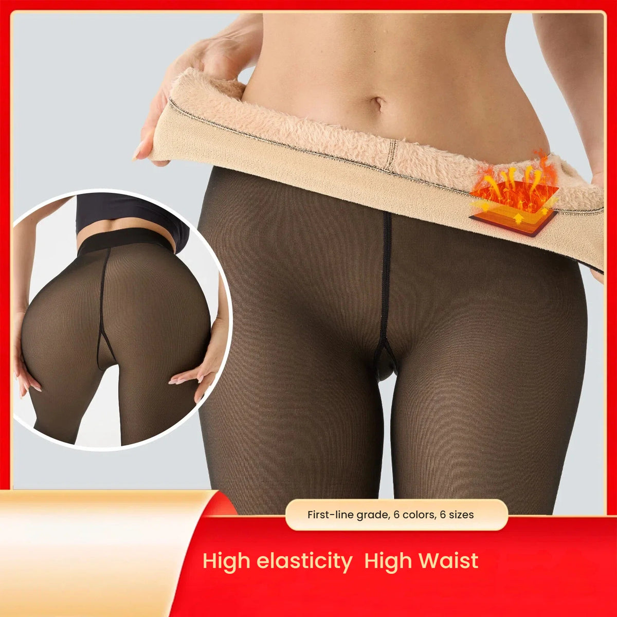 1pc Thermal Stockings Women Fleece Lined Tights Warm Winter High Waist Sexy Translucent Black Pantyhose Thermal Legging Tights