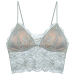 French Backless Bralette Sheer Lace Wireless Halter Top No Underwire Anti Nipple Show Comfort Bra & Tushy Set CA MOYISU Sexy Bra