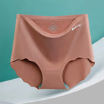 Women High Waist Panties Ice Silk Seamless Tummy Control Briefs Sexy Printing Flowers Soft Comfort Underwear Butt Lifter Panty