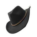 Women Men Retro Felt Jazz Hats Classic Cowboy Hats Wide Brim Cowgirl Sun Hats with Decorative Band