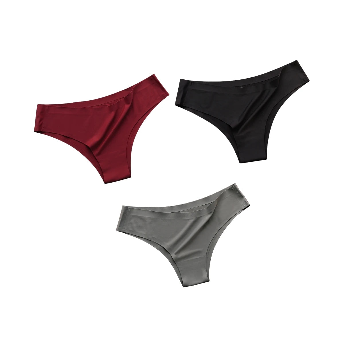 3Pcs/Set Seamless Panties Women Underwear Ice Silk Underpants Low Rise Female Solid Color Ultra-thin Sexy Lingerie