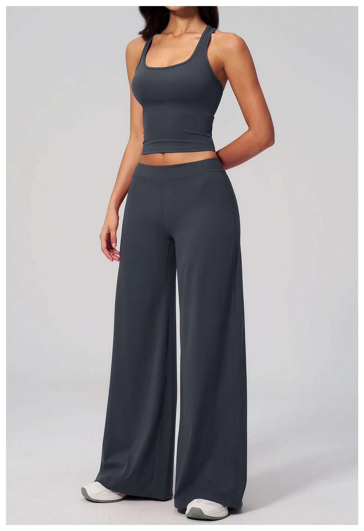 Women's Summer Two Piece Yoga Sets Slimming Sports Tank Top Lifted Buttocks High Waist Flare Pants Gym Fitness Suits Tracksuit