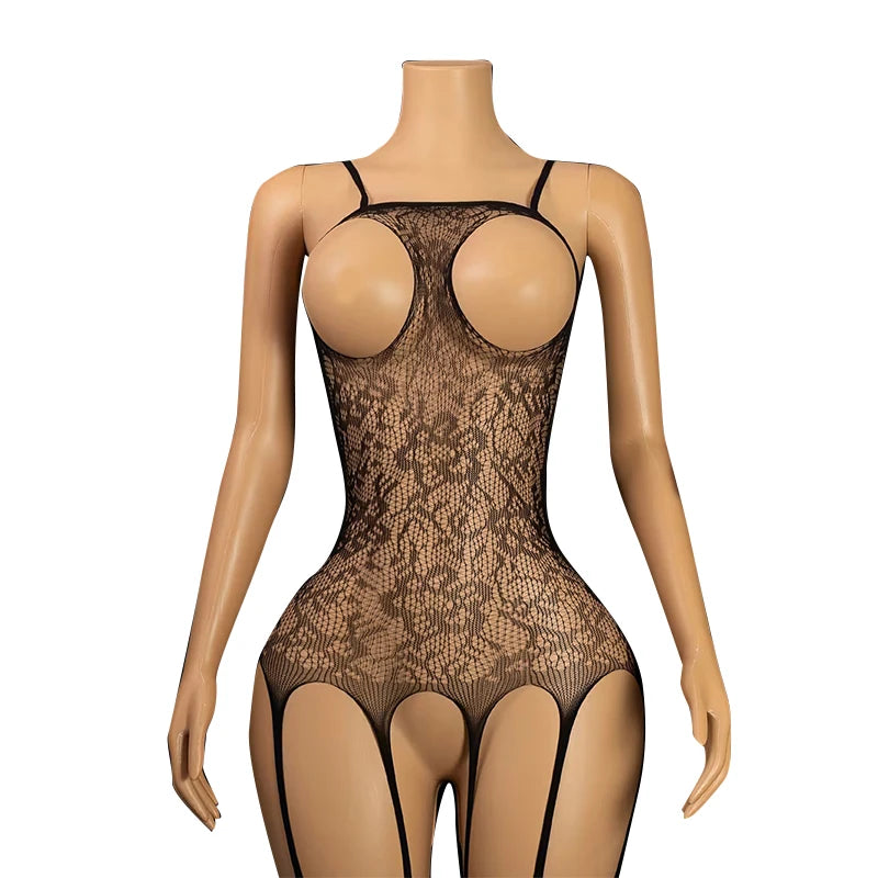 Crotchless Bodysuits Pornographic Bodystocking For Sex Bold Body Suit Super Hot Open Bra Erotic Costumes Sexy Fishnet Lingerie