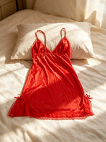 Women Satin Nightgown Lace Trim Spaghetti Strap V Neck Mini Slip Dress Soft Sleepwear Home Pajama Dress