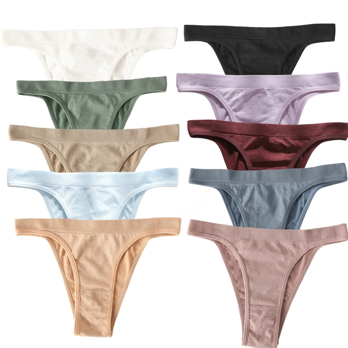10Pcs/Set Women Seamless Panties Ribbed Underwear Sexy Lingerie High Leg Cut Female Sports Underpants Femme Thongs