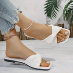 2026 Summer New Fashion Open Toe Solid Color Simple Leather Surface Versatile r Large Slippers Square Heel Shoes Women