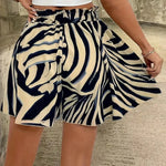 Print Loose Wide Leg Shorts for Women Shorts Summer Casual Elastic Waistband A-Line Shorts Chic Ladies Holiday Beach Shorts