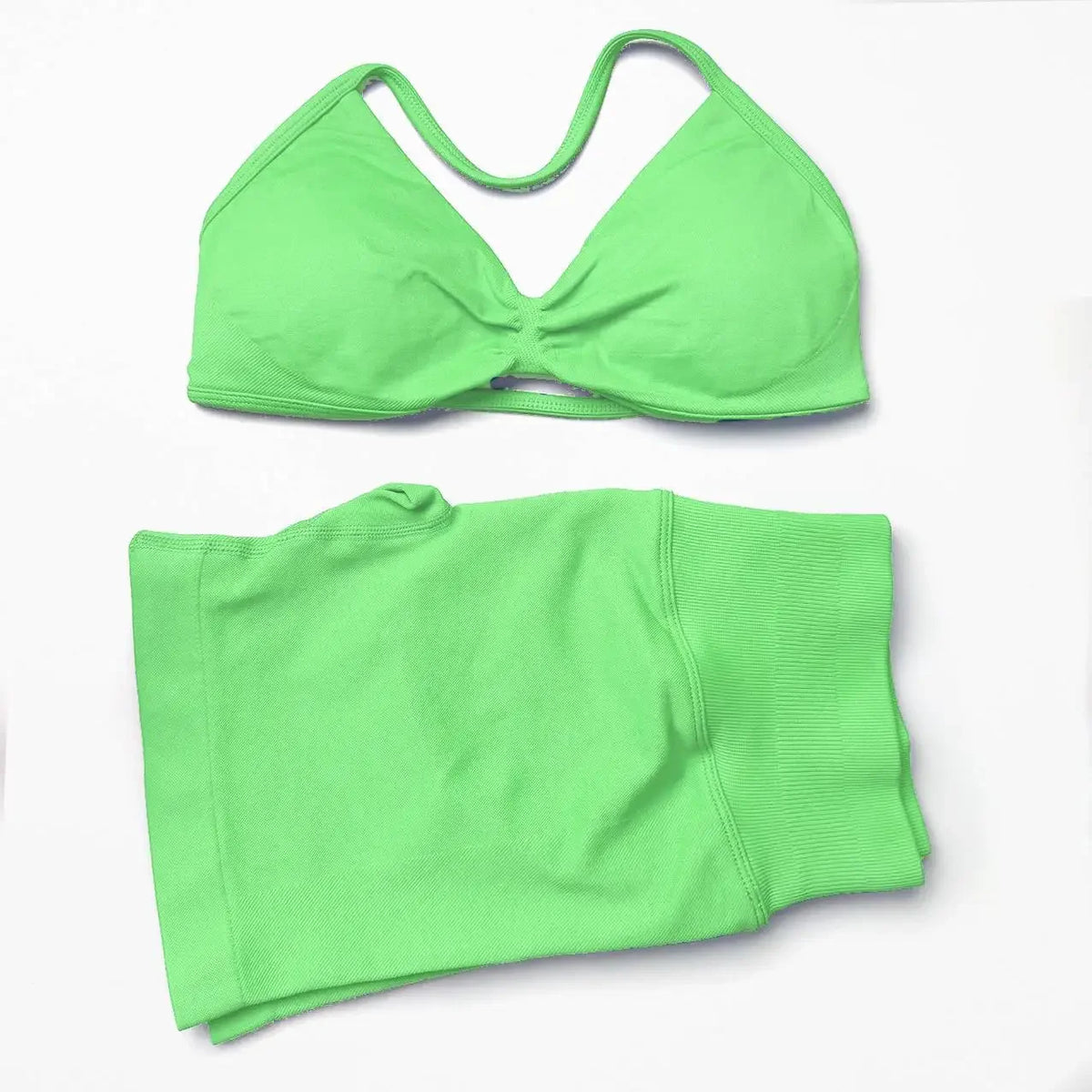 2 Pieces Gym Set Women Workout Clothes Scrunch Shorts Set Halter Sports Bra Fitness Top Woman Sportswear Yoga Set Outfits