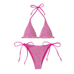 2Pcs/Set Women Bikini Set Chest Pad Push Up Halter Neck Bra Adjustable Side Straps Swimming Briefs Set Lady Mesh Summer Swimwear