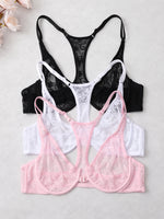 3-Piece Plus Size Lingerie With Lace Front Buttons For Women BrassiereAdjustable Underwear Comfort And Breathability Bra