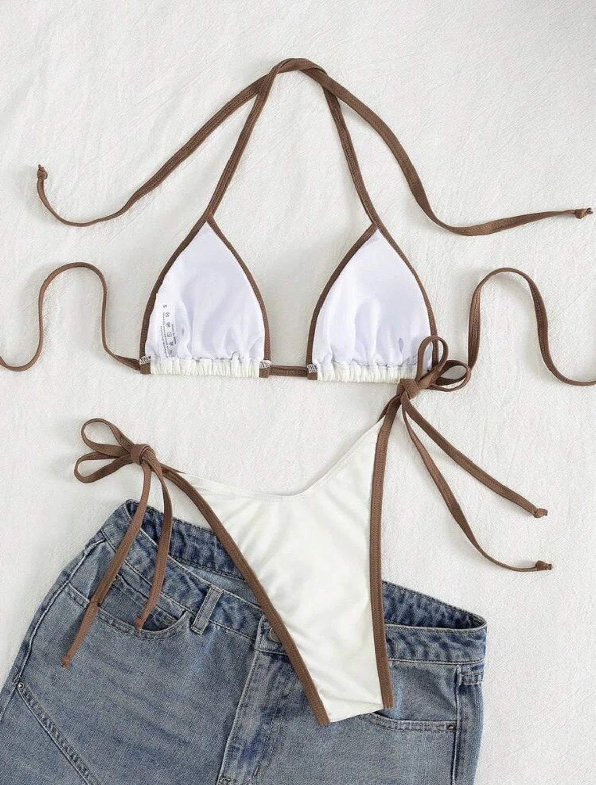 DEKA Triangle Beach Style Lace-up Swimsuit Women Sexy Halter Swimwear Solid Thong Female Bikini Set Bathing Suit Bikini Mujer