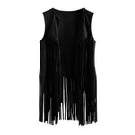 Open Front Tassel Cardigan Women's Fringe Vest Retro Sleeveless Jacket Cowgirl Western Outfits Outerwear