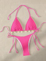 Sexy Bikini Set White Shell Designer Swimsuit 2025 New Halter Push Up Micro Bikinis Summer Bathing Suit Tie Side Thong Swimwear