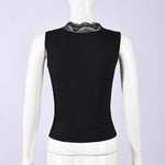 2026 Spring Summer New Arrival Elegant Sleeveless Women's Short Top Chic Fitted Lace-Panel Deep V-Neck Crop Tank Top Commute