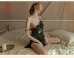 TJ large size sexy suspender skirt women's home nightgown