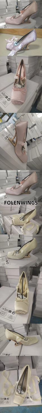 2025 Brand New Summer y2k Pink Square Toe Ballet Shoes Women Ribbon Lace-up Hollow out Wedge High Heels Party Pumps Daily Life