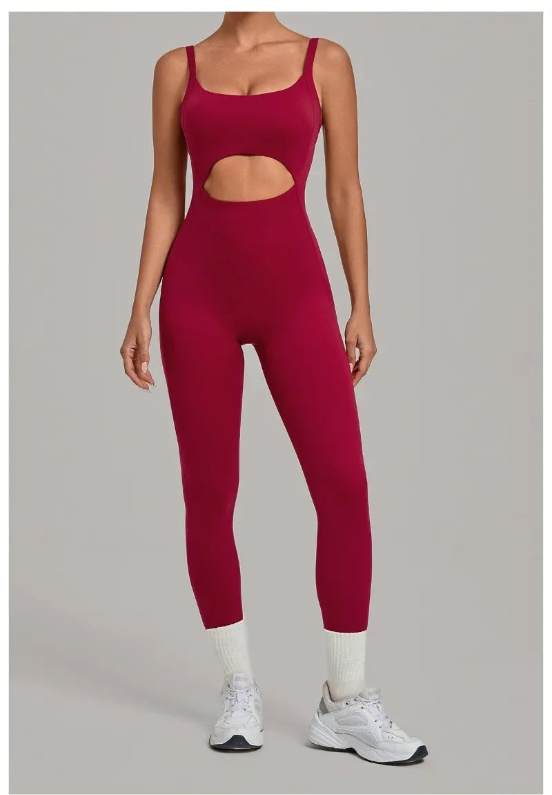Women's Seamless Yoga Jumpsuits Sports Gym Fitness Backless Sleeveless Hip-lifting Pants One-piece Training Workout Bodysuits
