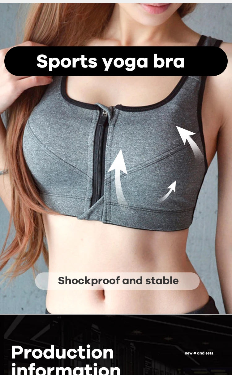 CZGUKES-2XL Popular Sports Top Yoga Bra Women's Shockproof Sports Shirt Sports Bra Front Zipper Women's Push Up Bra Sportswear