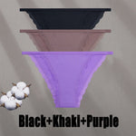 3PCS Women‘s Cotton Lace Panties Low Waist Briefs Comfortable Underwear Ladies Solid Color Underpants Girls Breathable Panty New