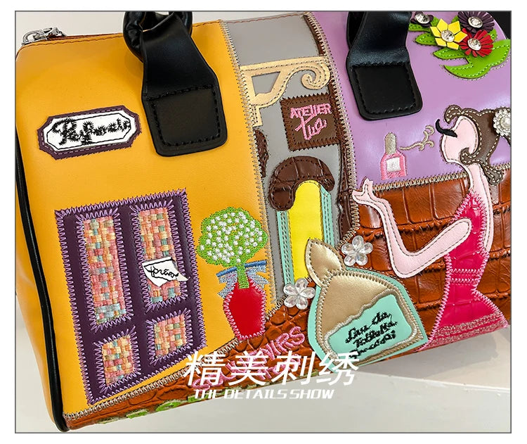 PU New Personality Stylish Shoulder Bags Design Patchwork Zipper 2025 Hot Sale Women's Bags Retro High Quality Women's Bags