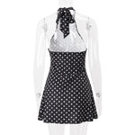 Wave Point Dress Summer New Women's Fashion Hanging Neck Mini Skirt Pure Desire Off Shoulder Spicy Girl Short Skirt Party Dress