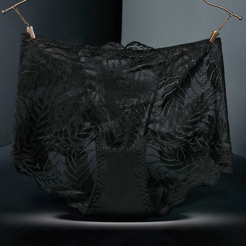 L-4XL Plus Size Women High Waist Panties Sexy Hollow Lace Flowers Embroidery Panty Lingerie Summer Breathable Butt Lifter Briefs