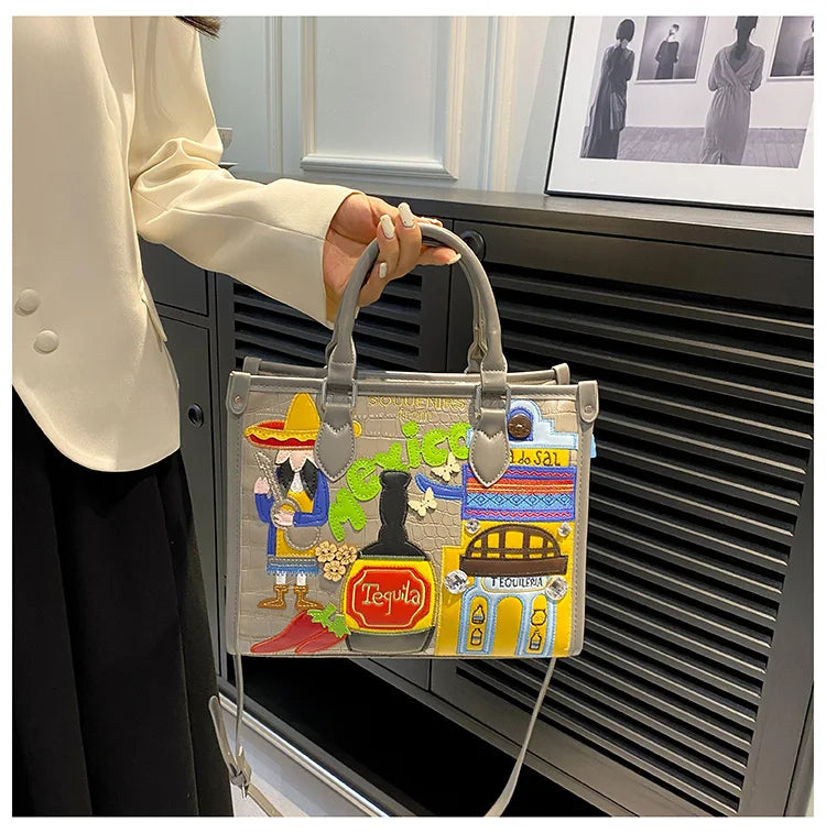 Design Patchwork Zipper 2026 Hot Sale Women's Bags Retro High Quality Women's Bags PU New Personality Stylish Shoulder Bags