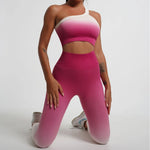 Seamless Tight Yoga Sets Sports Fitness Gradient Single Shoulder Bra High Waist Hip Lifting Pants Suits Wokout Gym Running Sets