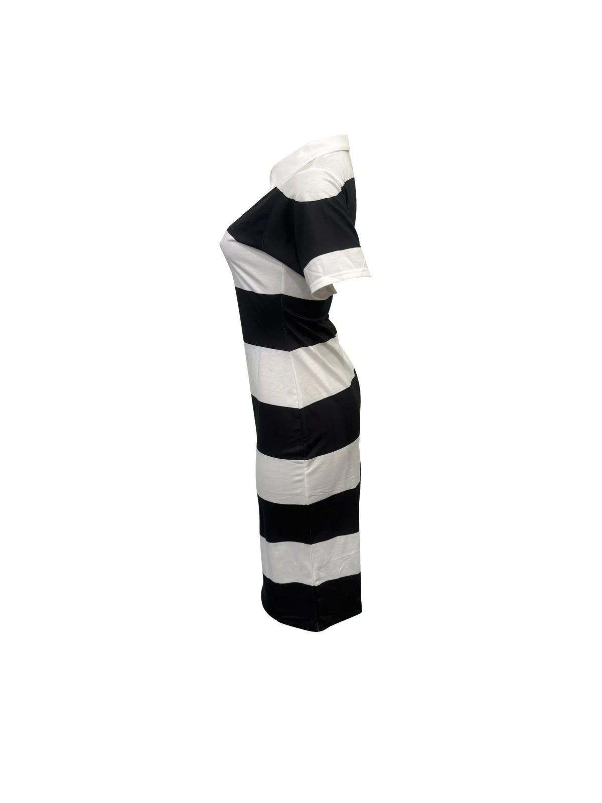 Summer women's fashionable lapel contrasting color slim fit slit dress