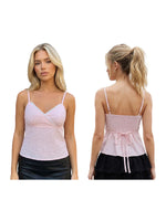Women Camisole Solid Color Sleeveless Tops V-neck Lace Trim Slim Fit Summer Vest for Party Club
