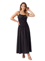 2026 Summer Women Slip Dress Sleeveless Smocked Ruffle Pleated Long Dress for Party Cocktail Out Going Streetwear