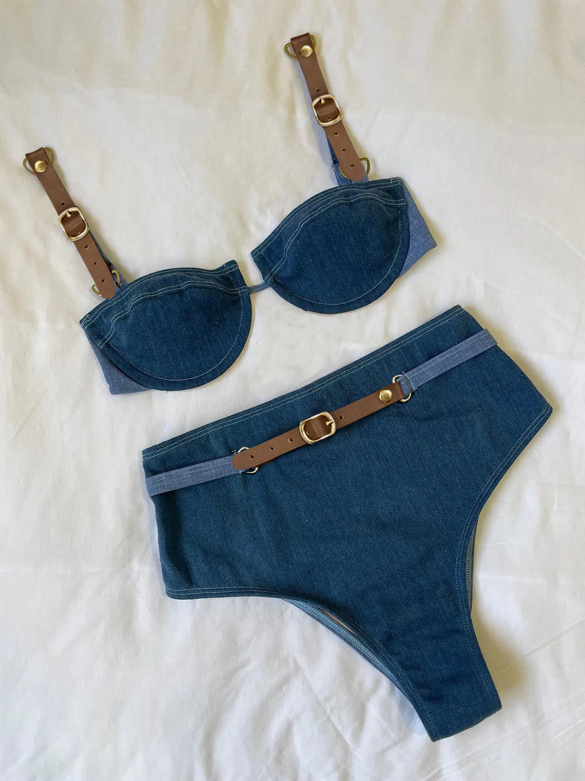 2026 Trendy Ladies Corset Bikini Set Hot Hot Lingerie Denim Sexy Casual Woman Swimsuit For Mature Females Beach Holiday Swimwear