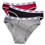 3Pcs/Set Women Low Waist Briefs Letter Waistband Casual Sport Style Panties Rib Knit Cotton Stretch Underwear Ladies Underpants