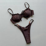 Dark Brown Bead String Swimwear Sexy Push Up Bikinis Sets Micro Thong Swimsuit Women Brazilian Bikini 2026 Mujer Swimming Suit