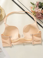 Women's neck hanging buckle sexy deep U-cup bra with steel ring gathering push up shoulder strap adjustable underwear MR3464
