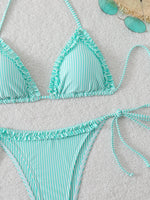 Halter Triangle String Bikinis 2026 Women Sexy Striped Swimsuit RuffleSwimwear Female Bathers Bathing Swimming Swim Suit