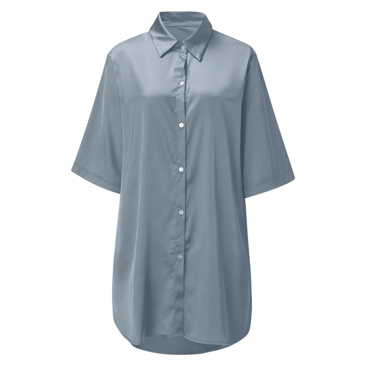 New Women's Solid Color Silky Comfortable Soft Pajamas Sexy Short Sleeve Nightshirt Smooth & Skin-Friendly Home Sleepwear Lounge