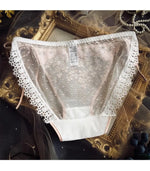 Lace-up Briefs Transparent Lace Panties Women Lingerie Sexy Underwear Low Waist Ropa Mujer Floral Embroidery Lenceria Femenina