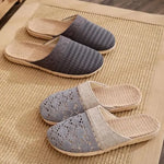 Women Indoor Linen Slippers 2025 Spring Summer Shoes Anti-slip Light Weight Breathable Lace Couples Home Floor Slides
