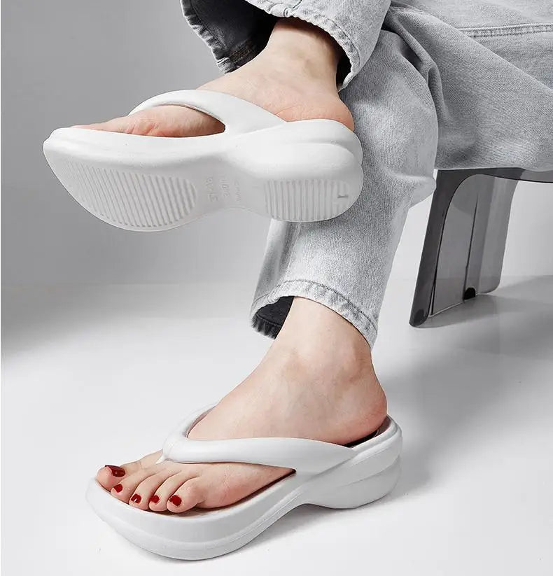 Thick Sole Wedges Flip Flops For Women 2025 Summer ClipPlatform Sandals Woman Non-slip Beach Slippers Girls Outdoor Slides