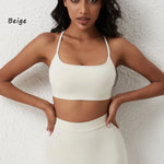 DIAS FIT JOY New style cross back yoga bra Plus Size removable chest cushion sexy back sports vest fitness running gym