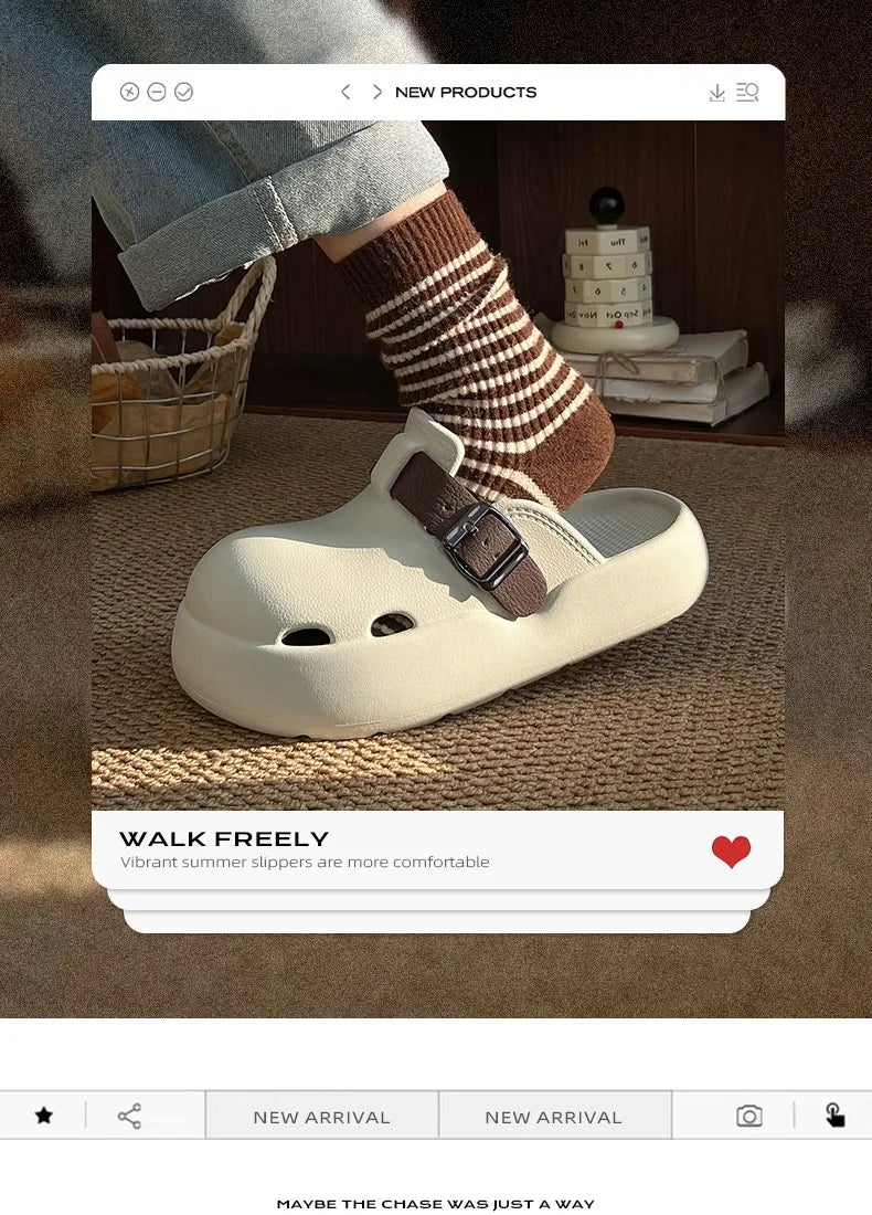 2026 Women Summer Platform Slippers Close Toe Female Leisure House Shoes Soft EVA Female Indoor Street Mulers Slip-on Sandals