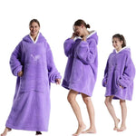 Winter Extra Long Wearable Hoodies Blanket Adult Warm Pullover Sweatshirt Oversized Fleece Hooded Blanket with SleevesRobe