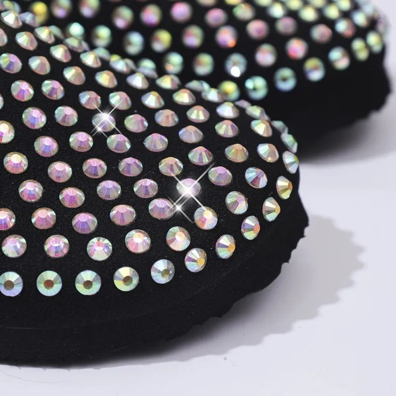 Summer Shoes for Women Slippers Luxury Rhinestone Rivets Casual Sandals Mesh Slip-on Loafers