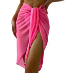 Sheer Wrap Knot Waist Swimsuit Cover Up Skirt Summer Beach Dress Wrap Bikini Wraps Scarf Swimwear Cover Ups Women Bikini Shawls