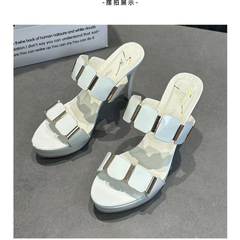 New Summer Pointed Toe Sexy Comfortable Banquet High Heels Fashionable Shallow Mouth/simple/elegant Outside Women's Slippers