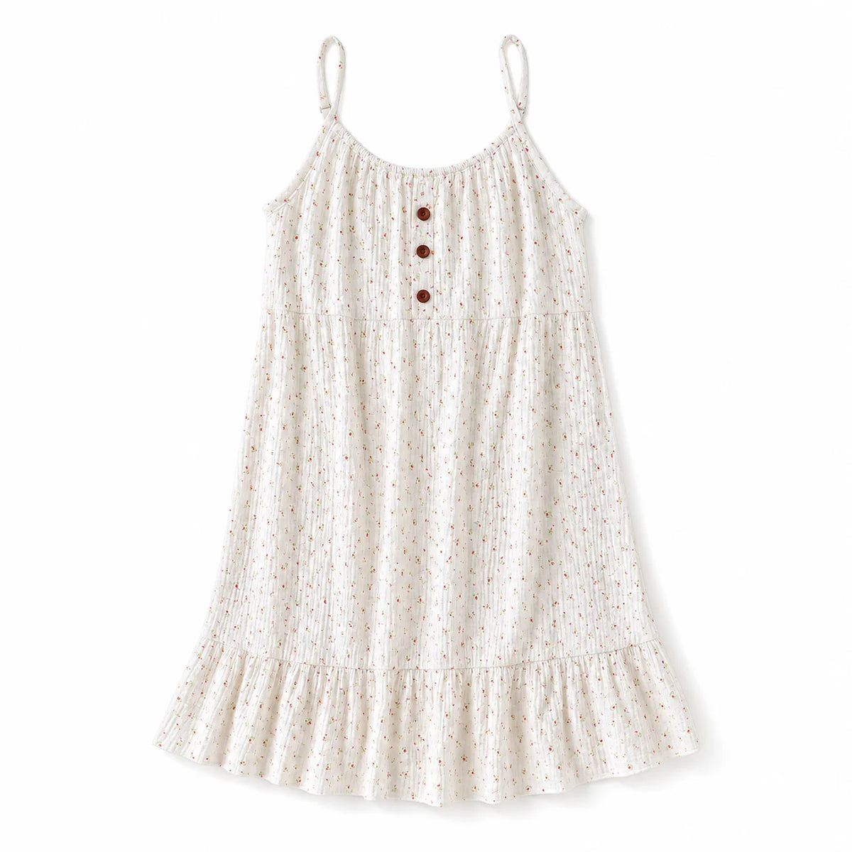 Women's 100% Cotton Crepe Gauze Nightgown Floral Sleeveless Spaghetti Strap Knee-Length Summer Home Sleep Dress M-XL