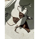 Women's Stylish Solid Color Three-Point Drawstring Bikini Set Cross-Border Swimwear Separate 2025 Sexy Female Bathing Suit