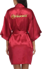 Rose Gold Satin Team Bride Bridesmaid Robe Wedding Bathrobe Gown Women Dressing Sleepwear Mother Maid of Honor Kimono