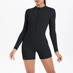Women's Yoga Jumpsuits Sports Fitness Backless Half Zipper Peach Hip-Lifting Naked Feel Gym Running Workout One-Piece Bodysuits